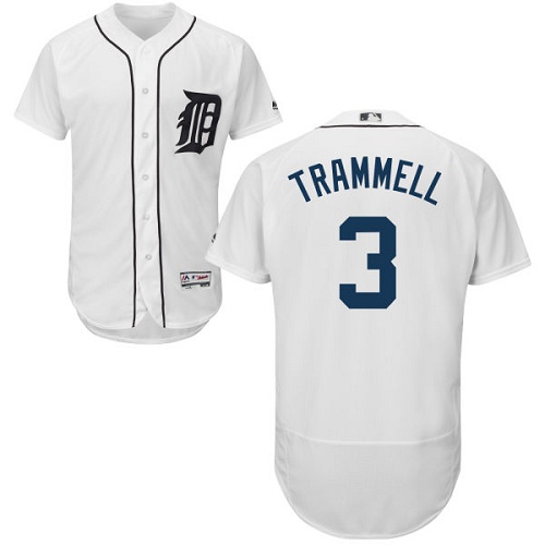 Tigers #3 Alan Trammell White Flexbase Authentic Collection Stitched MLB Jersey